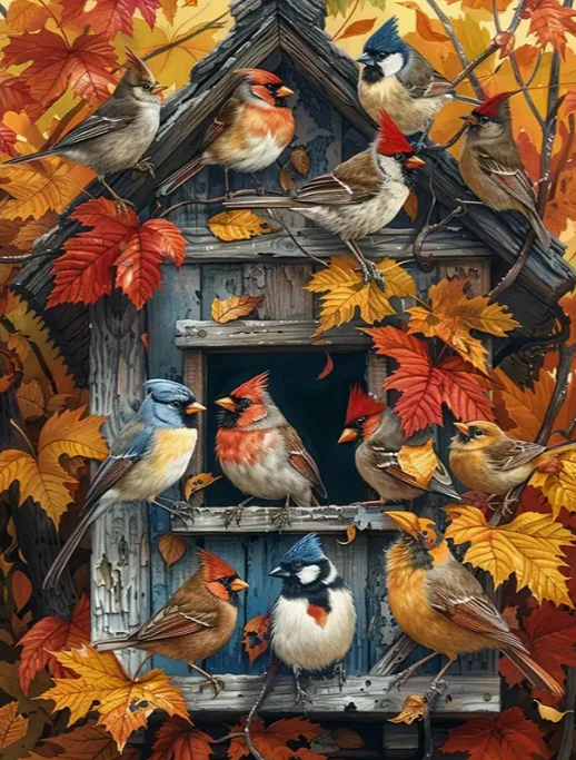 Vogels met een Vogelhuis Vogels met een Vogelhuis