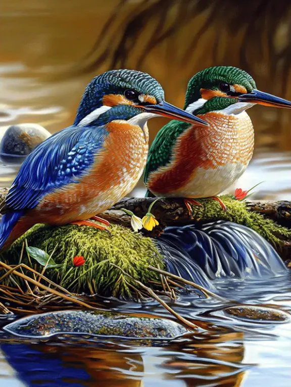 Ijsvogels bij het Water Ijsvogels bij het Water