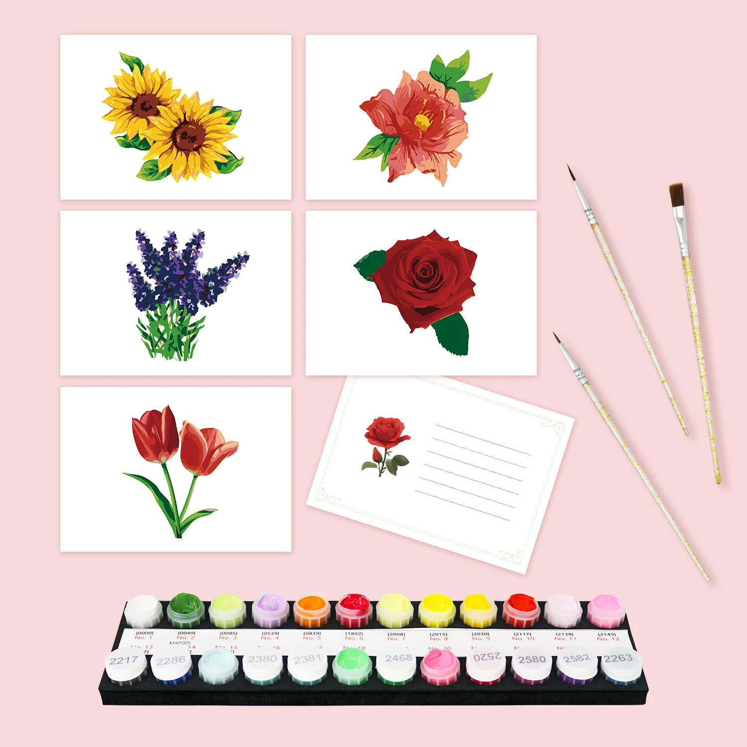 Schilderen op Nummer Ansichtkaarten – Bloemen
