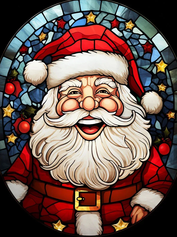 Lachende Kerstman in Glas in Lood Lachende Kerstman in Glas in Lood