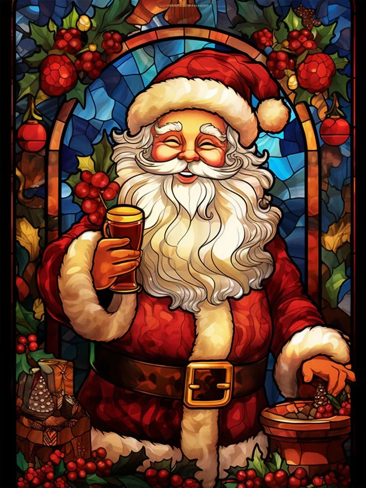 Kerstman met Drank in Glas in Lood Kerstman met Drank in Glas in Lood