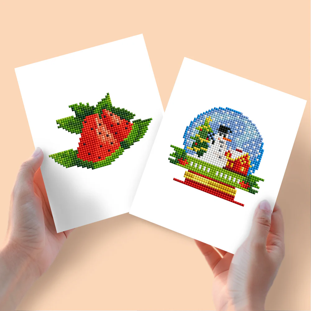 2 Mini Diamond Paintings – Sneeuwbol en Watermeloen