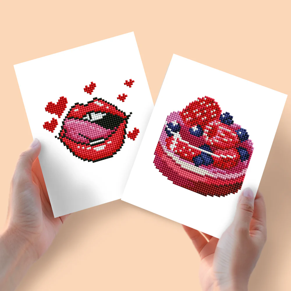 2 Mini Diamond Paintings – Lippen en Taart