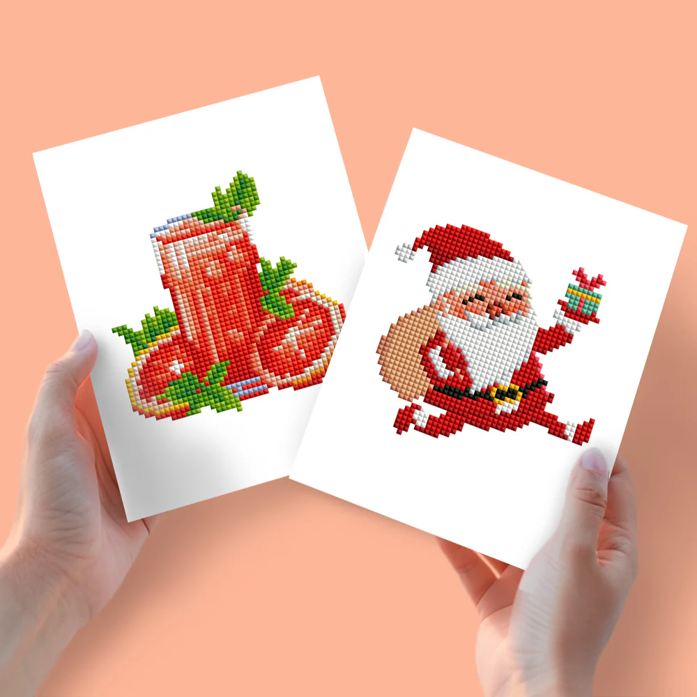 2 Mini Diamond Paintings – Cocktail en Kerstman 2 Mini Diamond Paintings – Cocktail en Kerstman