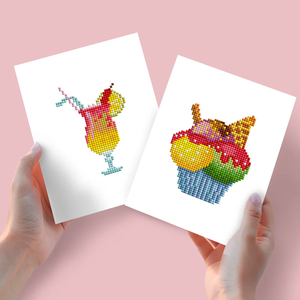 2 Mini Diamond Paintings – Cocktail en Ijs 2 Mini Diamond Paintings – Cocktail en Ijs