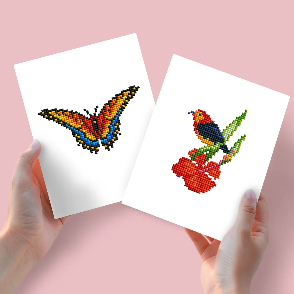 2 Mini Diamond Paintings – Vlinder en Vogel