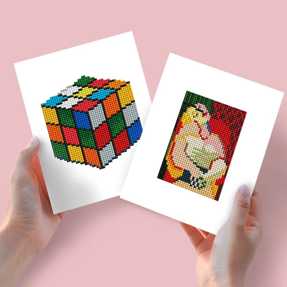 2 Mini Diamond Paintings – Kubus en Vrouw