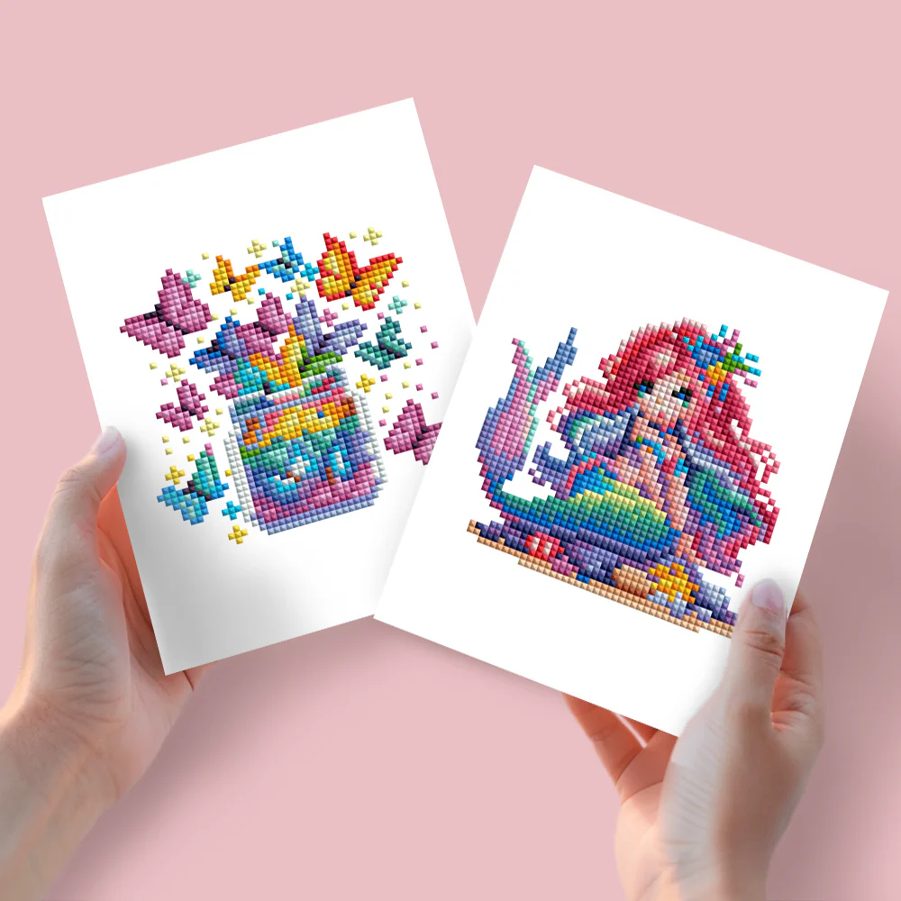 2 Mini Diamond Paintings – Vlinders en Zeemeermin