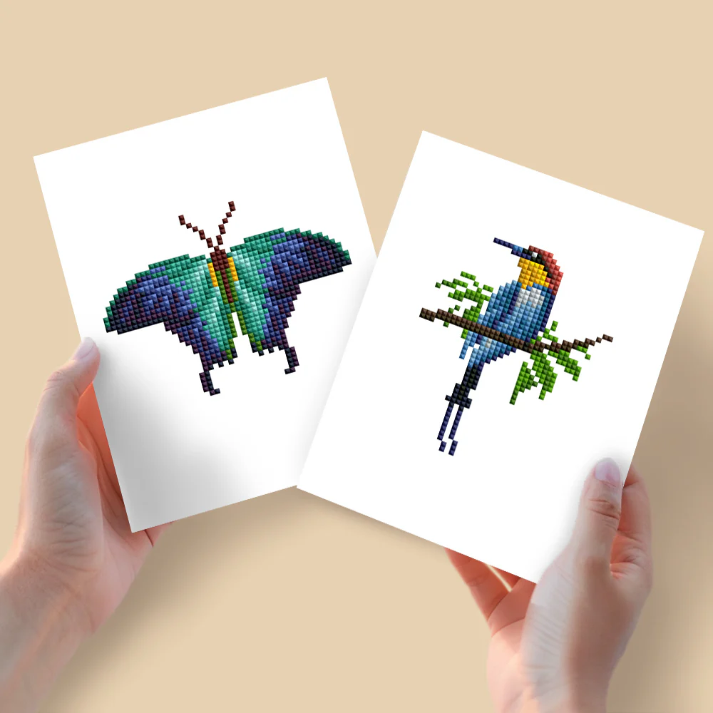 2 Mini Diamond Paintings – Vogel en Vlinder