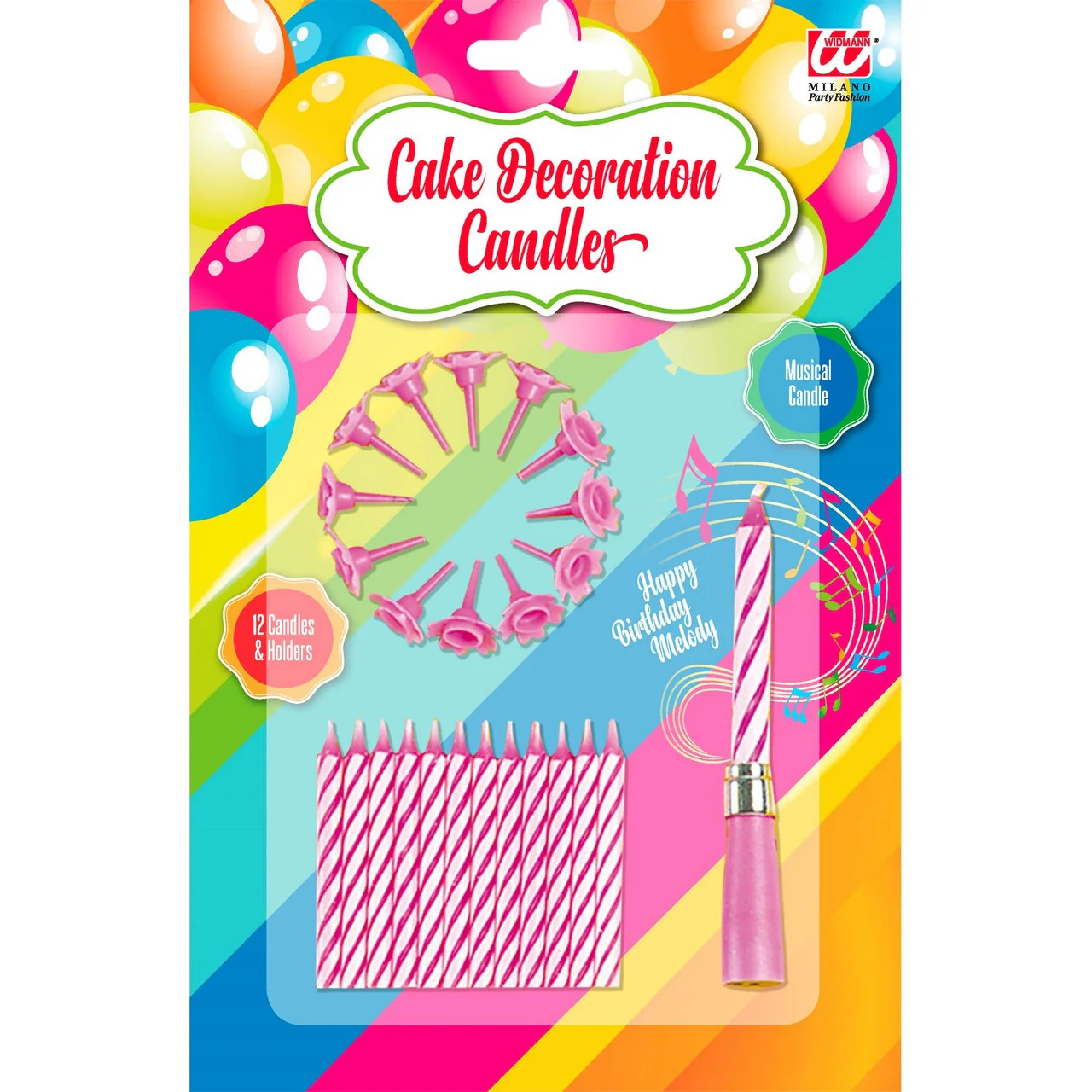 12 Roze Kaarsjes Met Houder En Happy Birthday Muziek