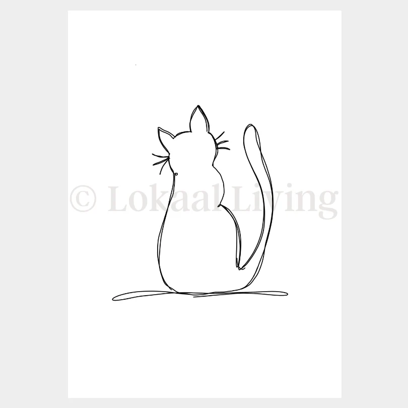 Wenskaart Moos – line art kat Wenskaart Moos – line art kat