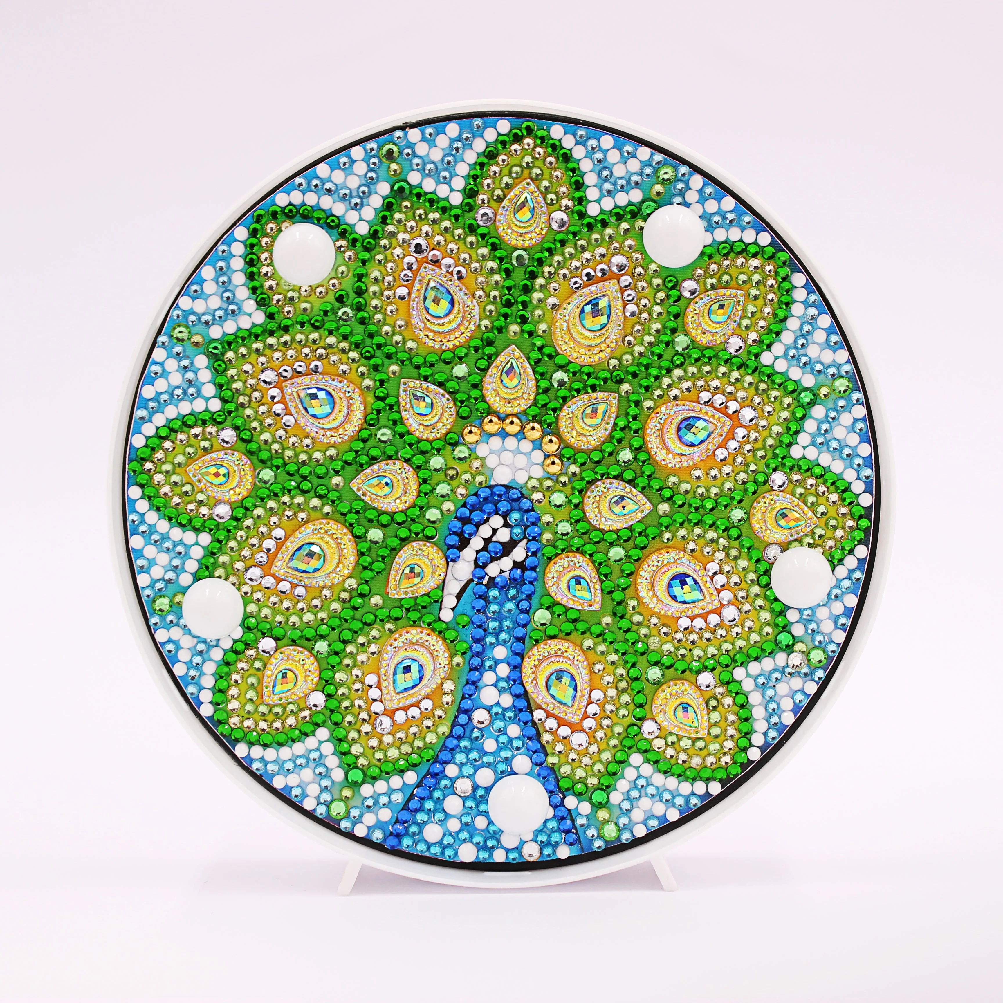Diamond Painting Ronde Lampje – Pauw