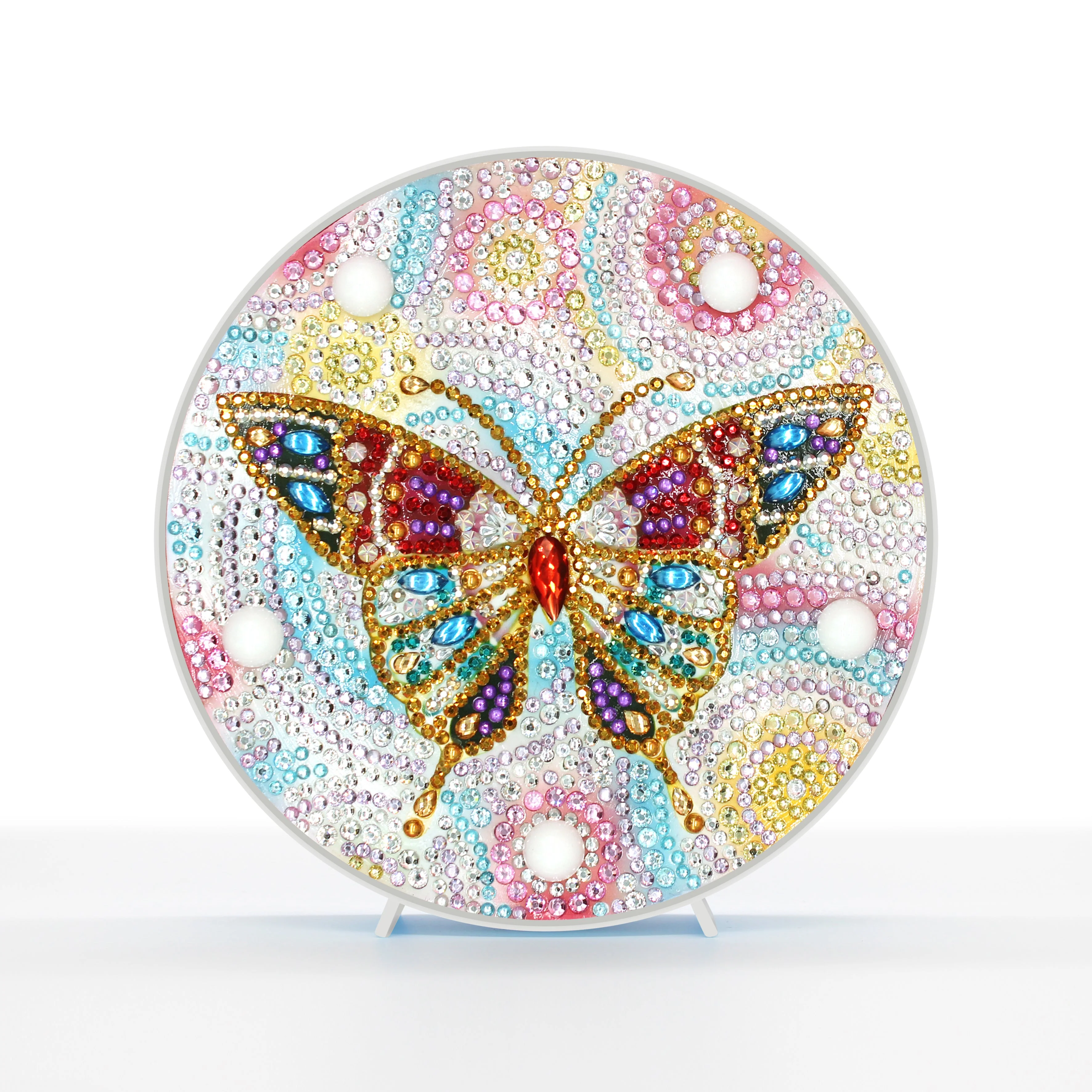 Diamond Painting Ronde Lampje – Grote Vlinder