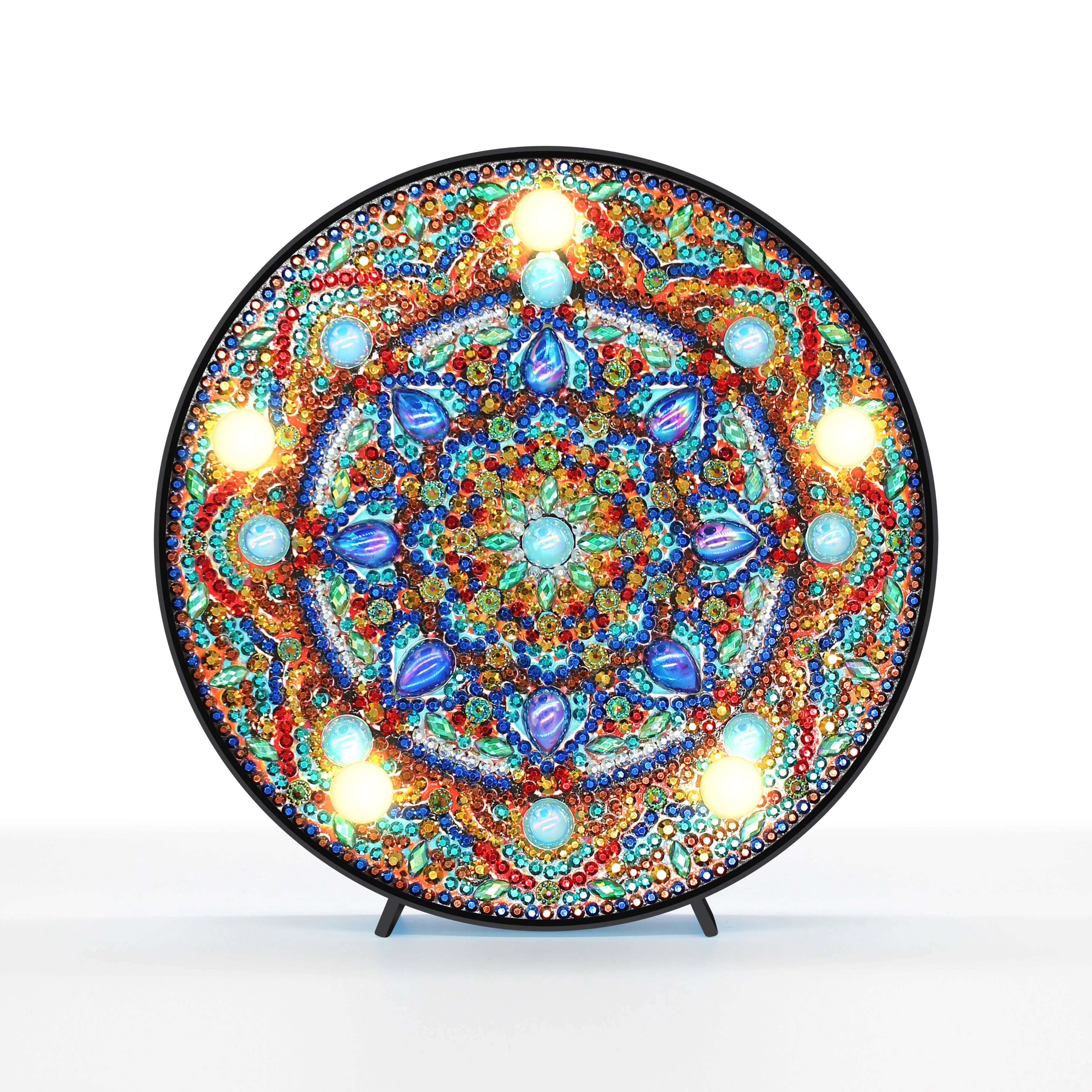 Diamond Painting Ronde Lampje – Gekleurde Mandala