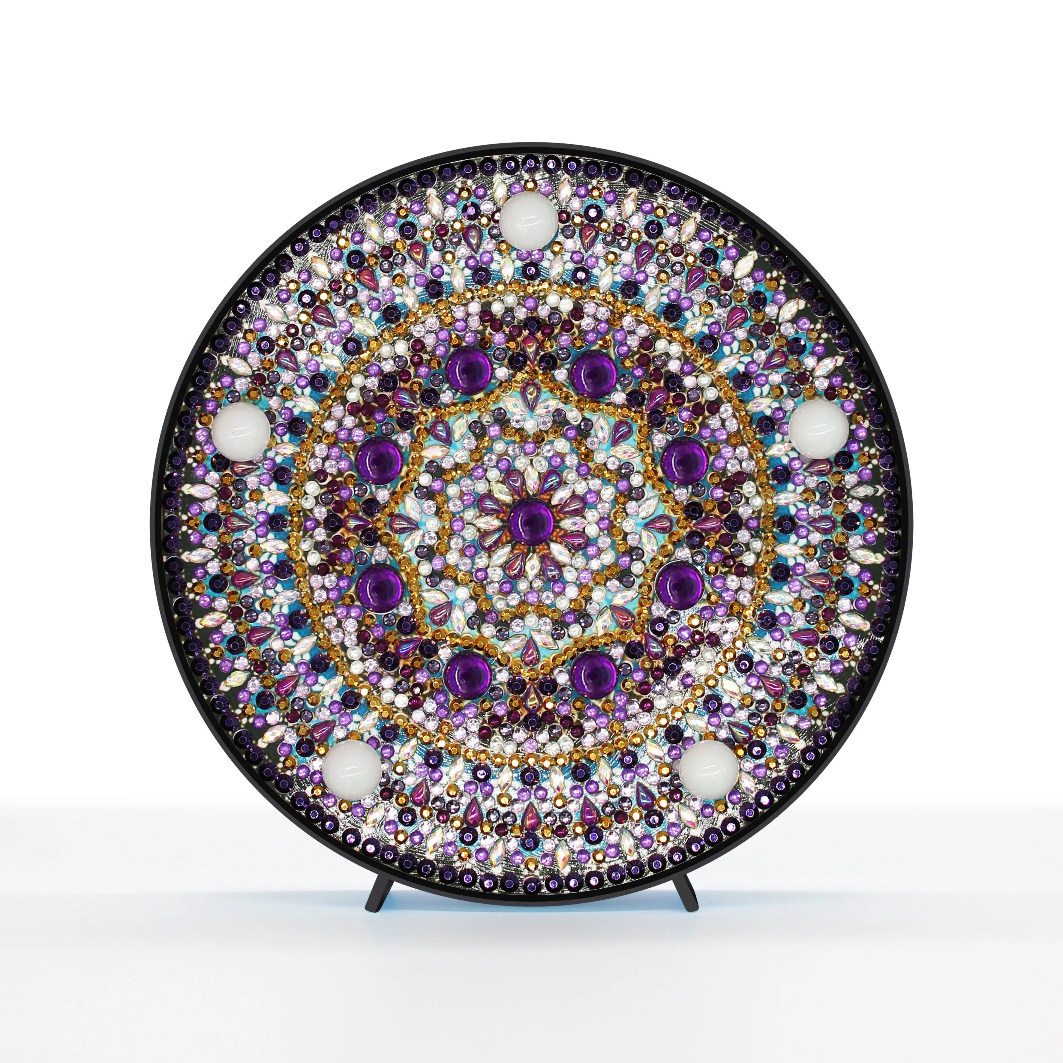 Diamond Painting Ronde Lampje – Paarse Mandala