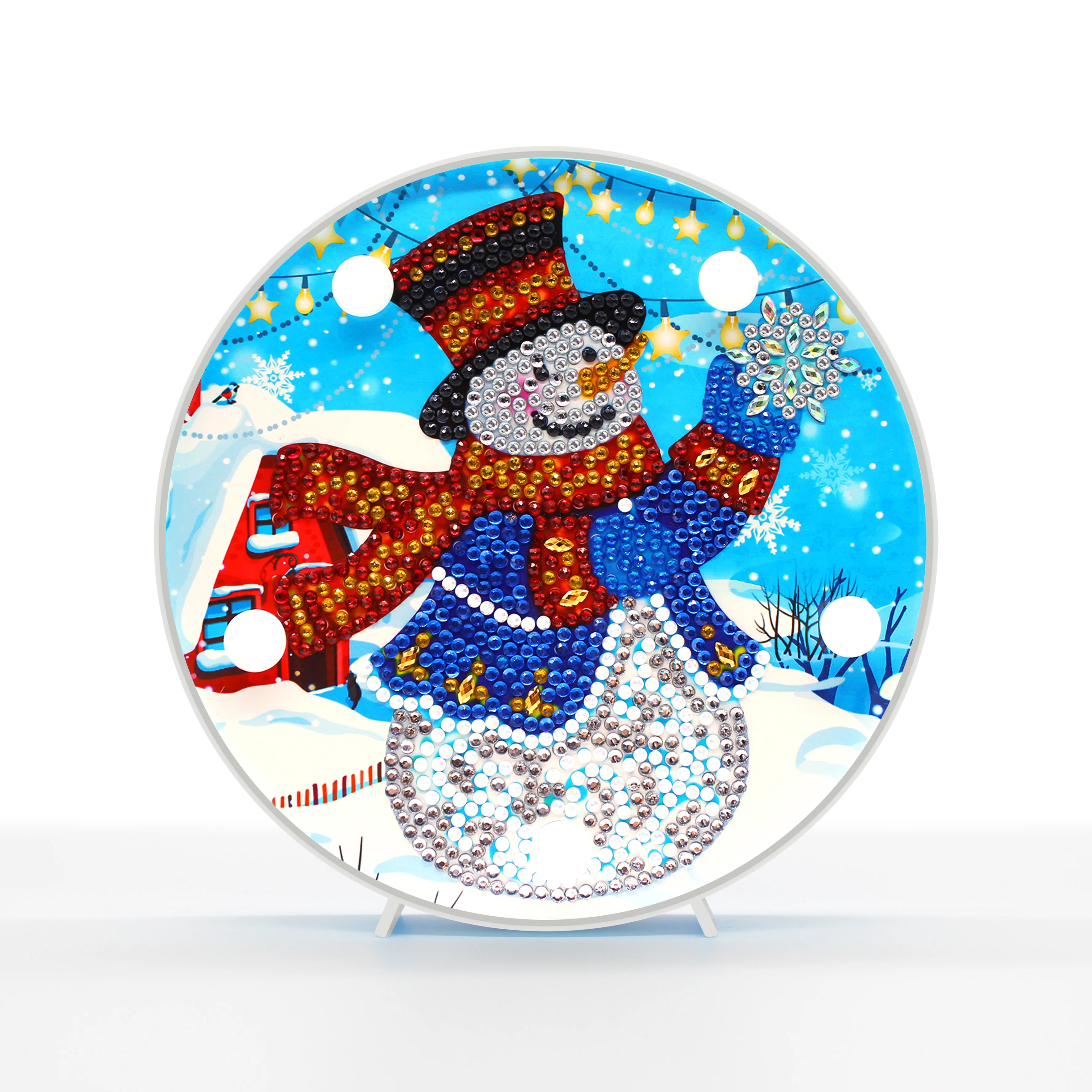 Diamond Painting Ronde Lampje – Sneeuwpop Diamond Painting Ronde Lampje – Sneeuwpop