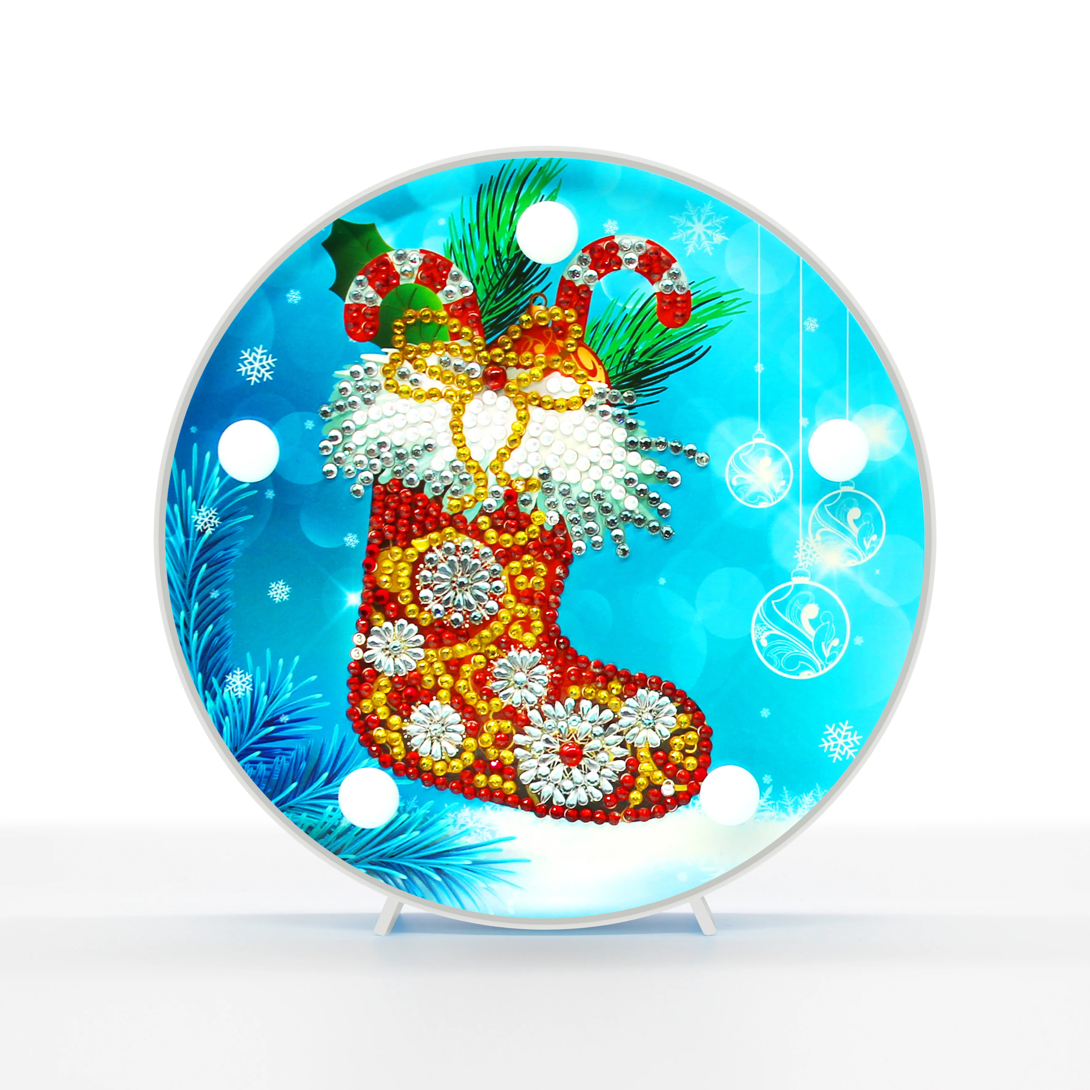 Diamond Painting Ronde Lampje – Kerstsok