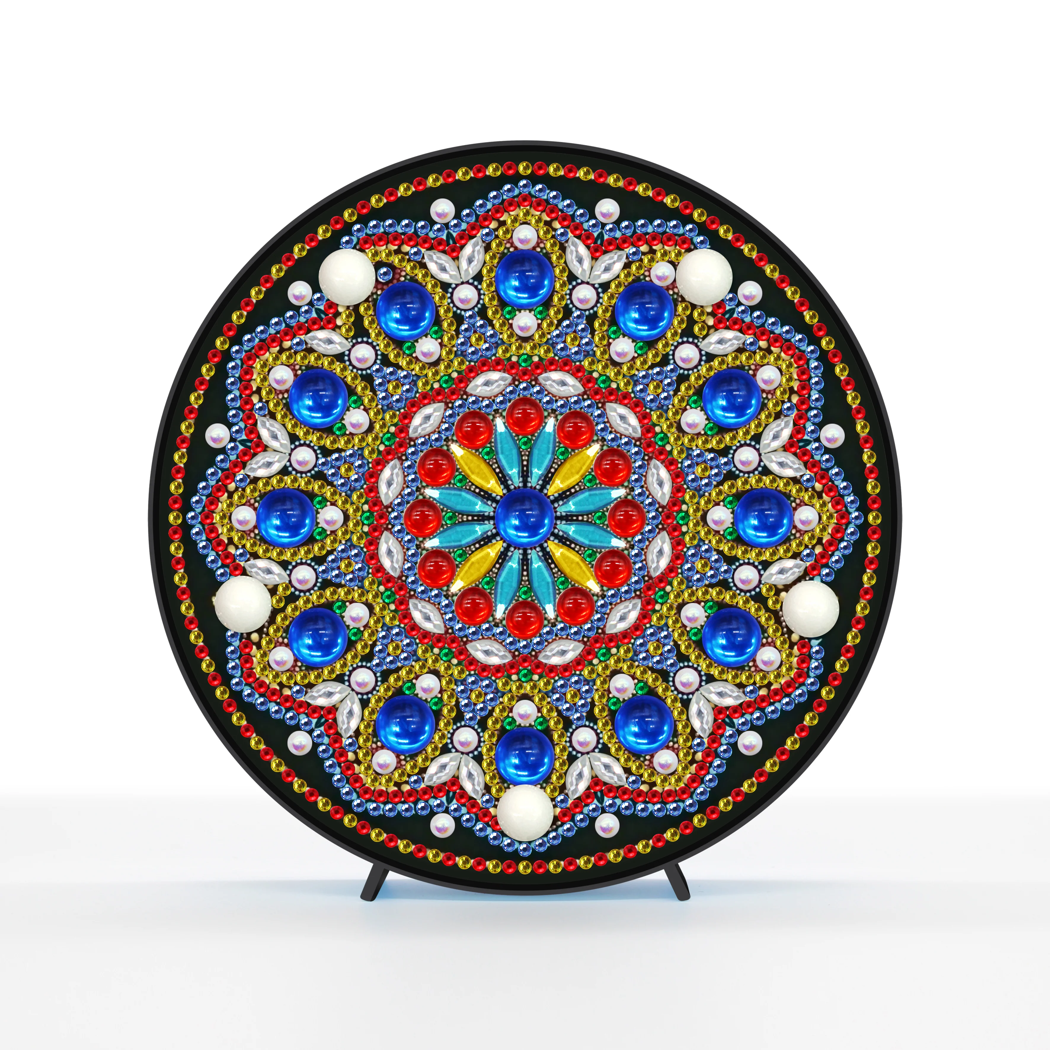 Diamond Painting Ronde Lampje – Rode Bloem Mandala