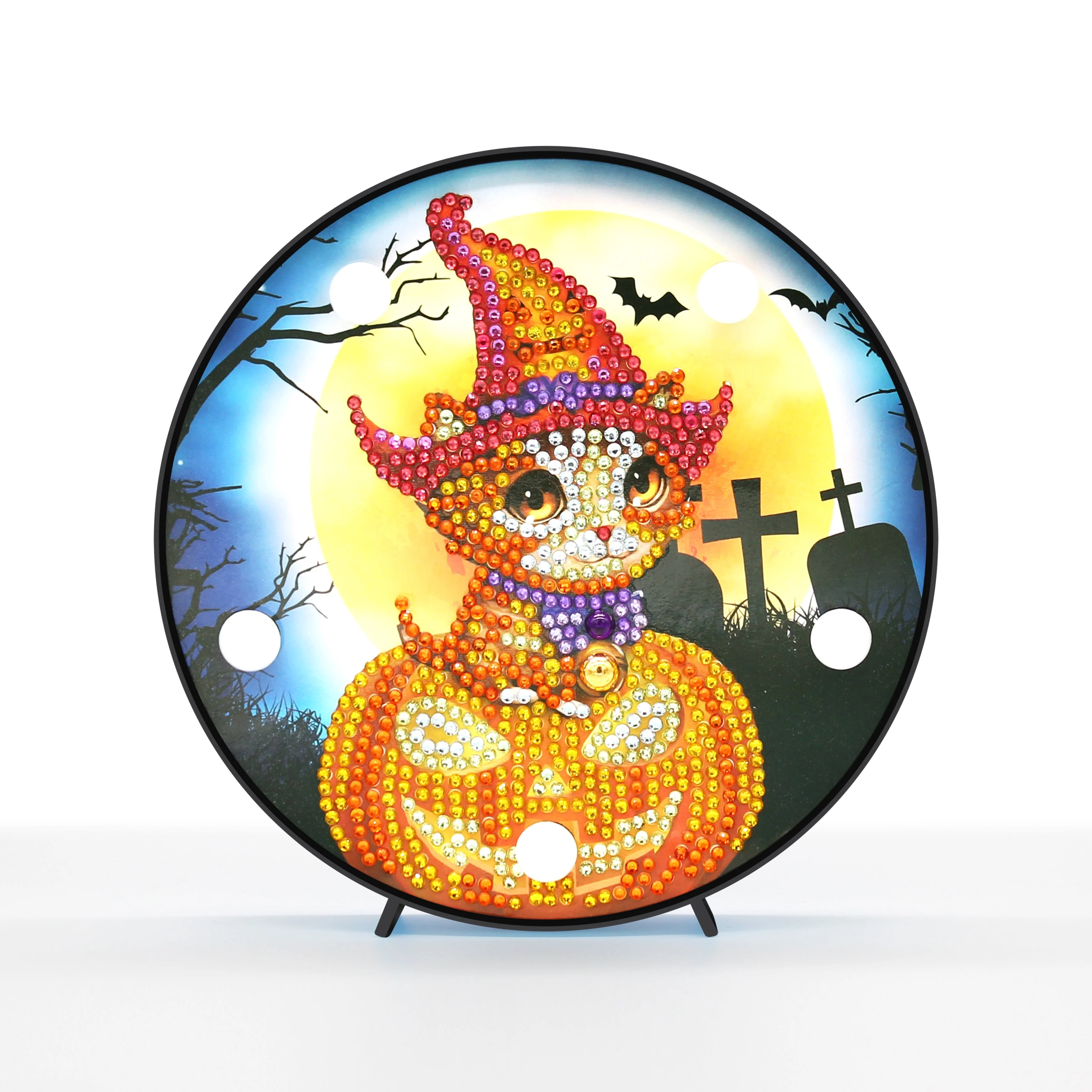 Diamond Painting Ronde Lampje – Halloween Kat Diamond Painting Ronde Lampje – Halloween Kat