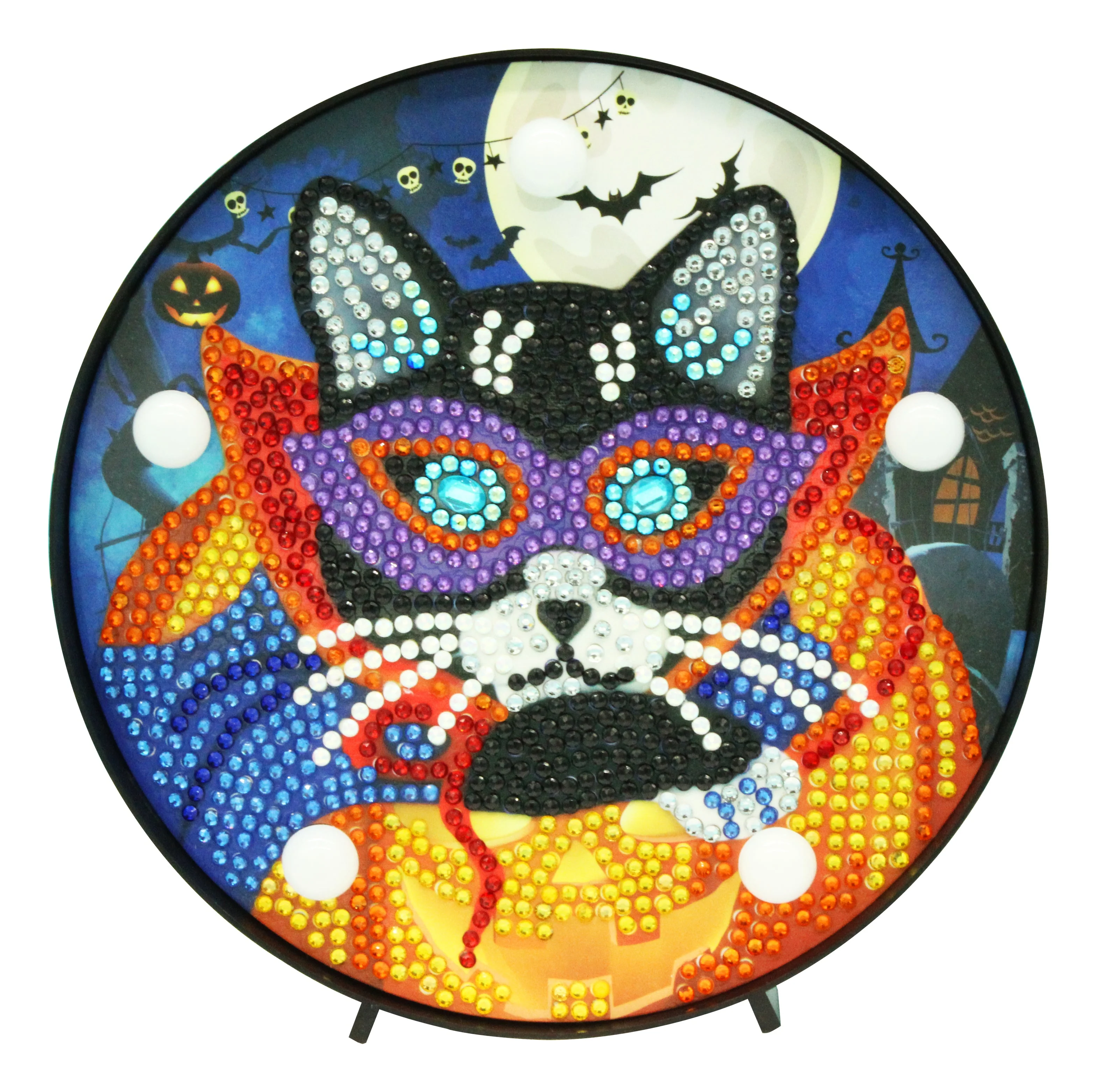 Diamond Painting Ronde Lampje – Zwarte Kat met Bril Diamond Painting Ronde Lampje – Zwarte Kat met Bril