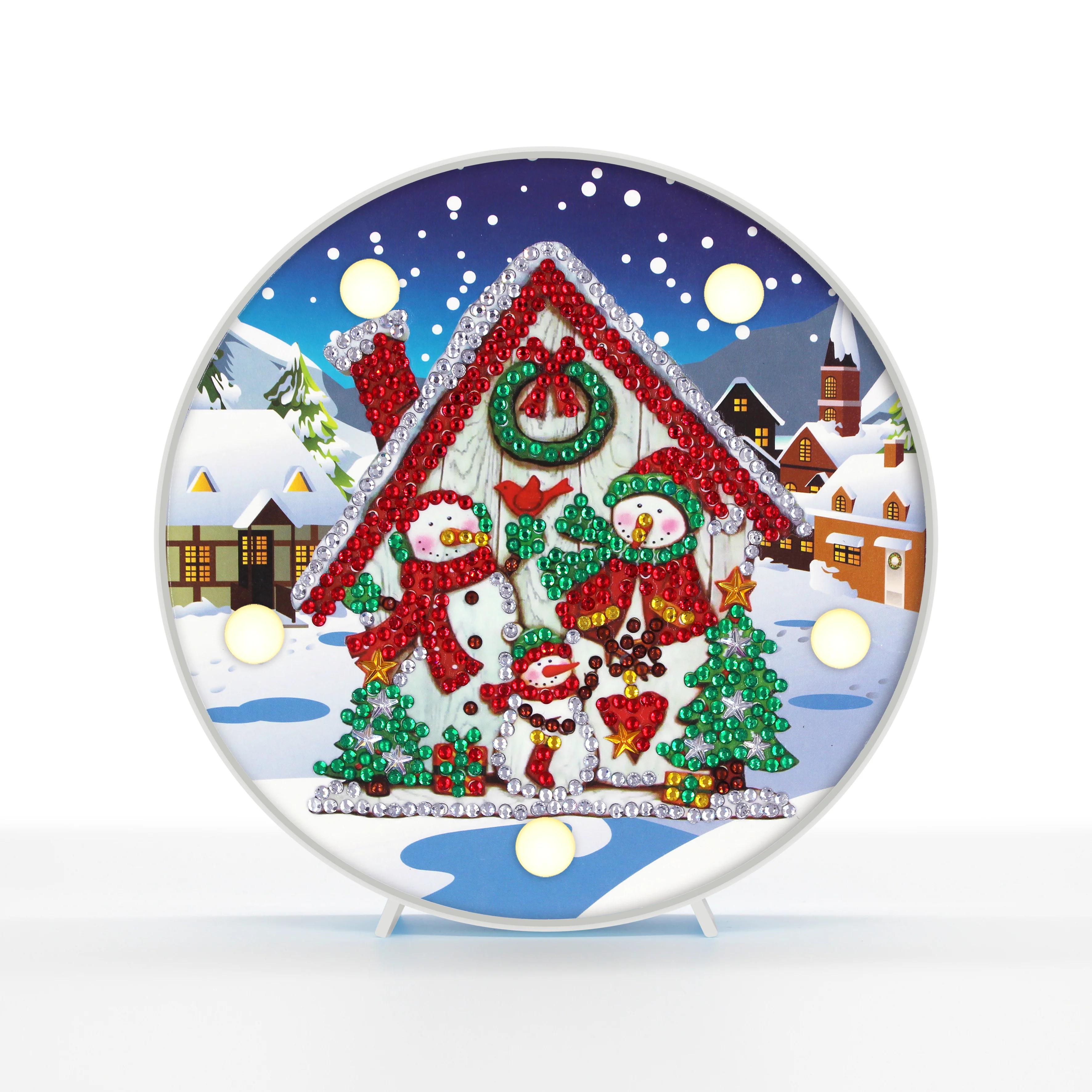 Diamond Painting Ronde Lampje – Sneeuwpoppen Diamond Painting Ronde Lampje – Sneeuwpoppen