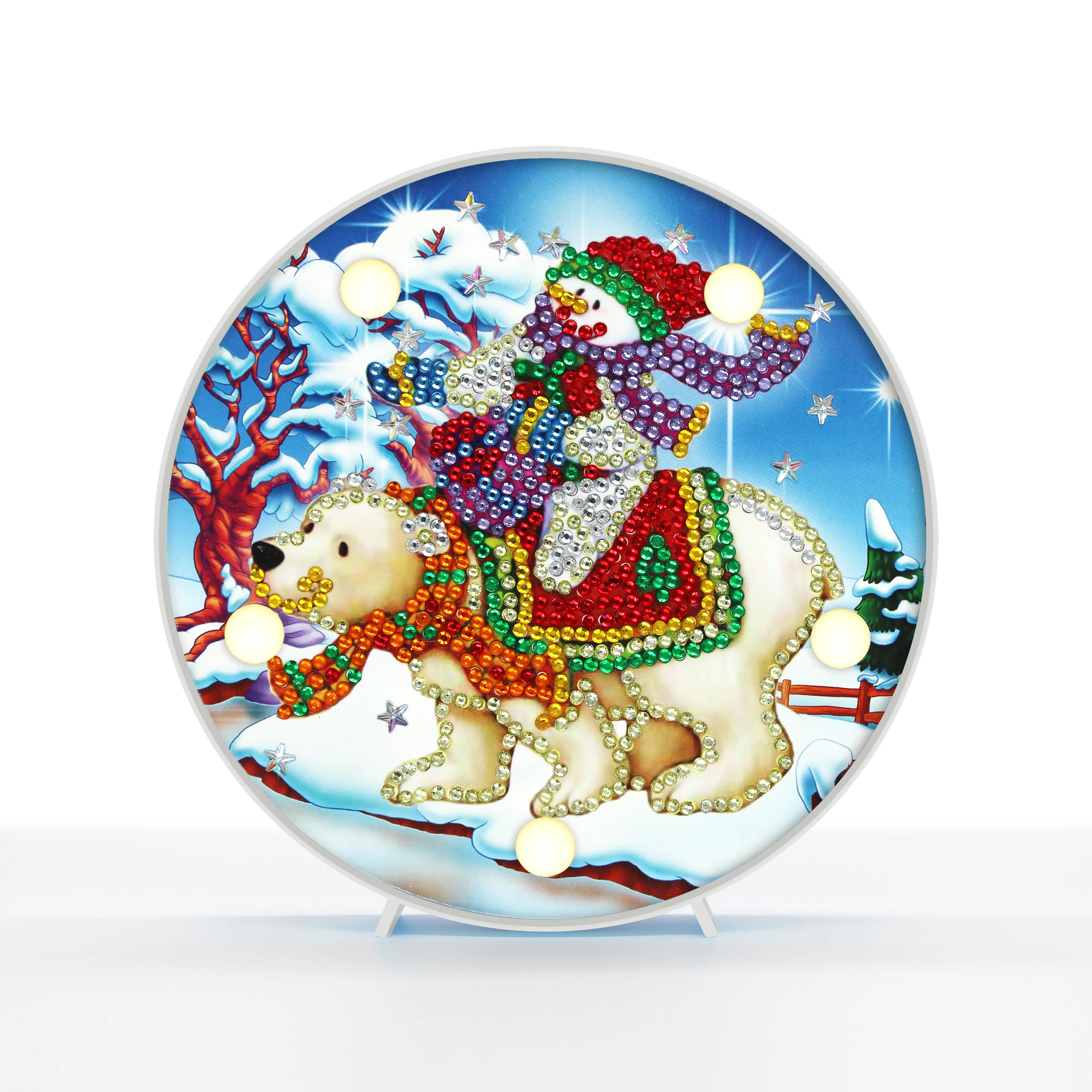 Diamond Painting Ronde Lampje – Sneeuwpop met Ijsbeer Diamond Painting Ronde Lampje – Sneeuwpop met Ijsbeer