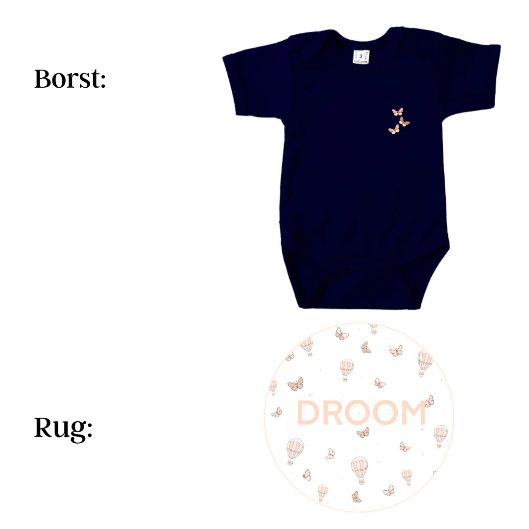 Romper - maat 56-92 - Navy - korte mouw - (ontwerp naar keuze) - Afbeelding 2