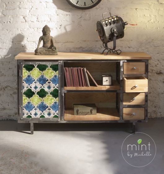 Distressed Tile – Mint Tissue Paper