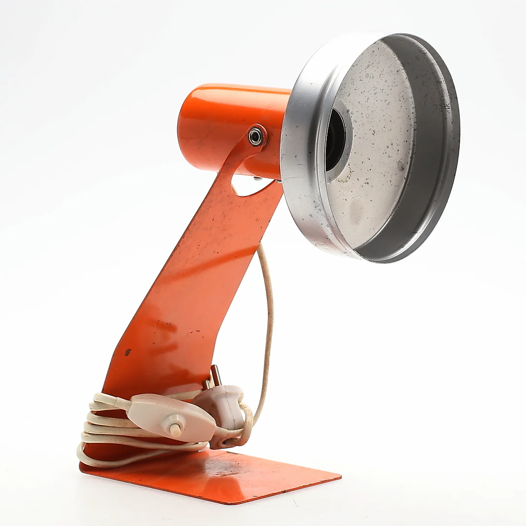 Oranje vintage metalen bureaulamp, Zweden 1960