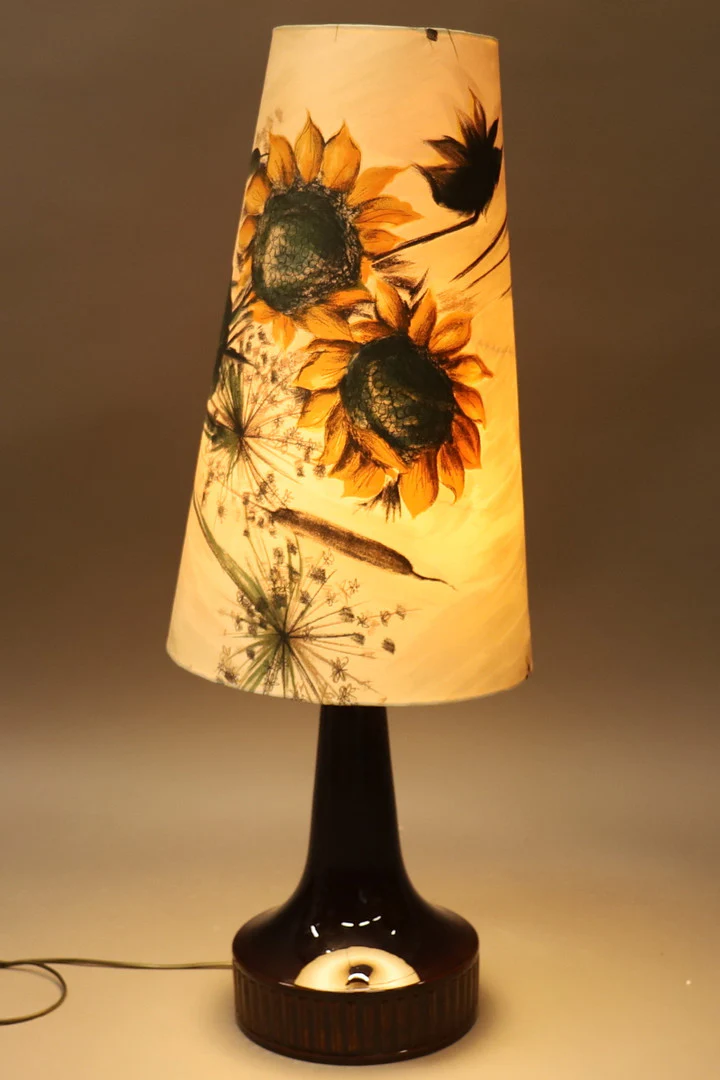 Vintage keramiek vloerlamp met grote kap, Zweden 1950 (#320)