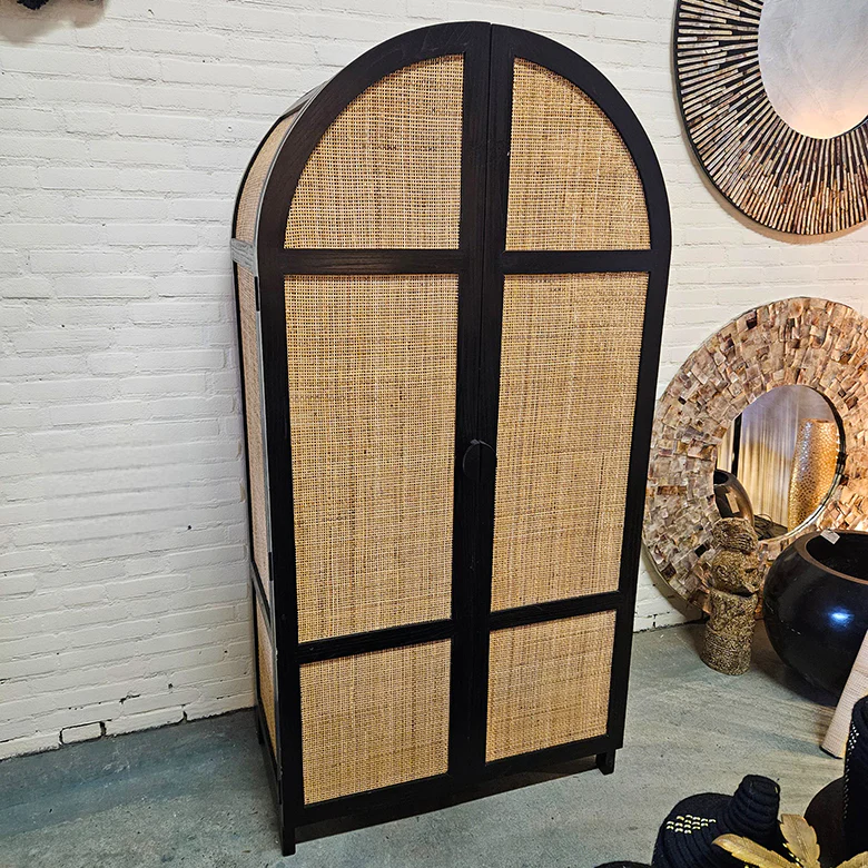 Kast teak hout met webbing