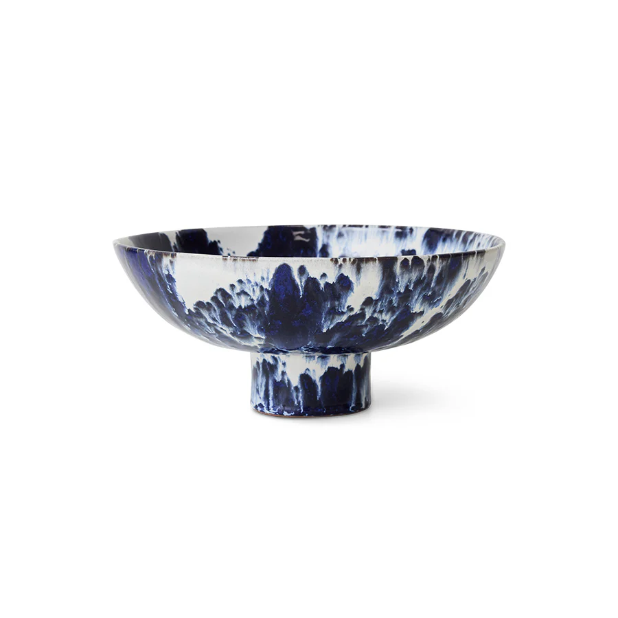Ceramic Kom op Voet, indigo