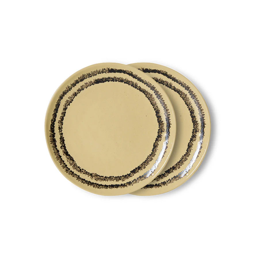 70s ceramics: Dessert Plate, Vanilla (set of 2)