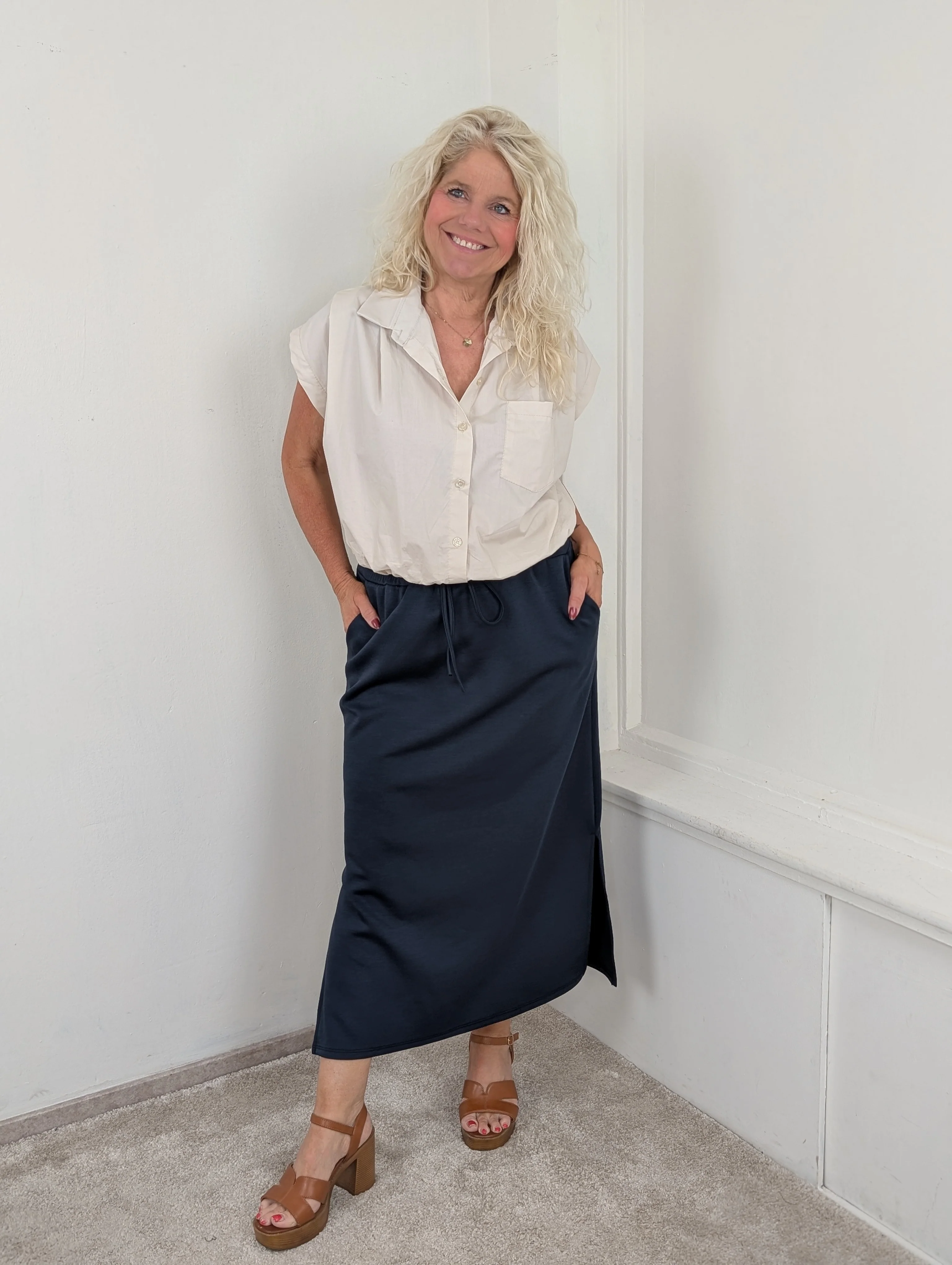 Jersey mid jog rok – Donkerblauw