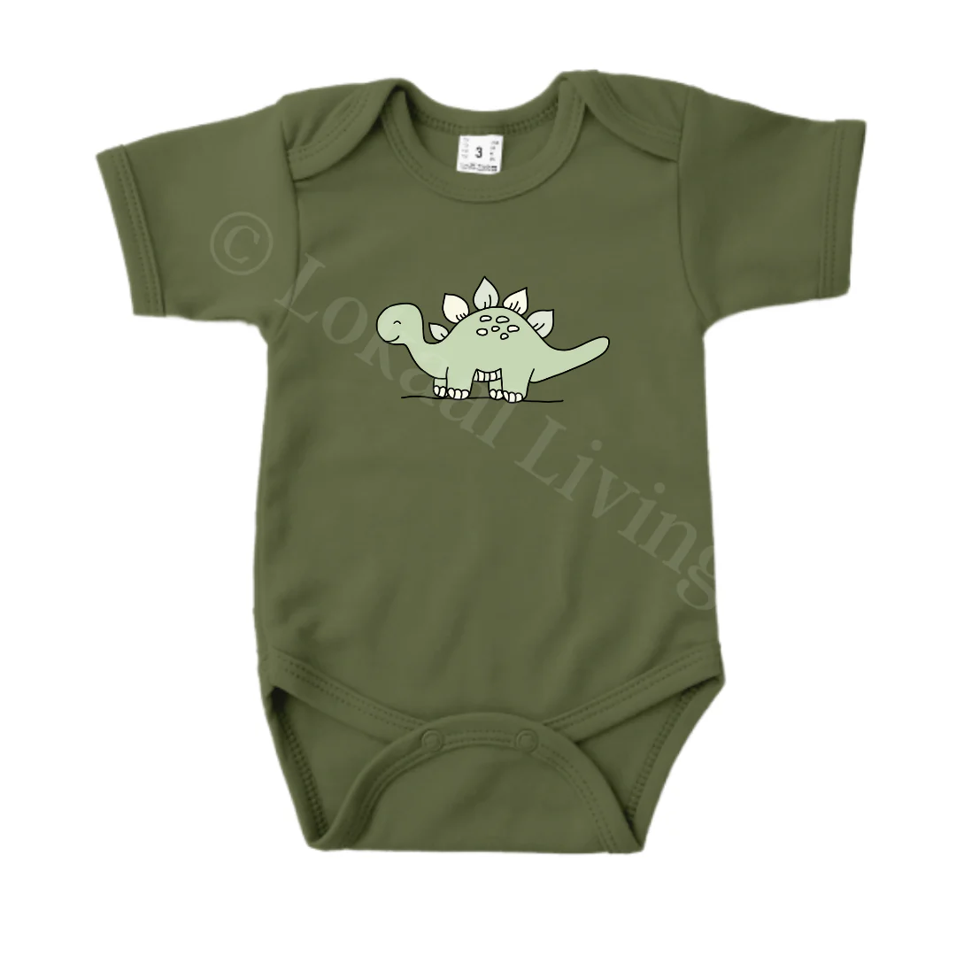 Romper – maat 56-92 – Army groen – korte mouw – (ontwerp naar keuze)