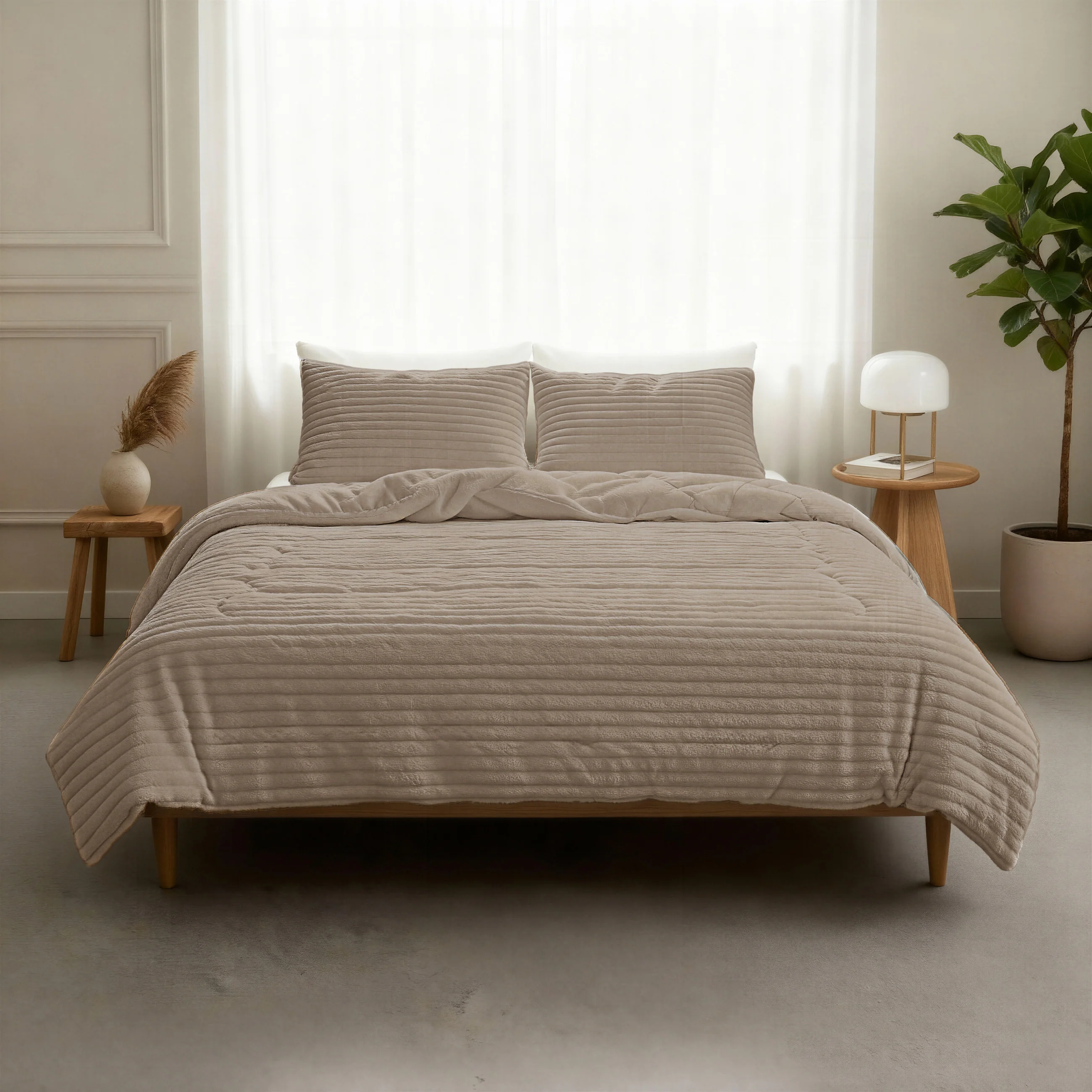 Sleeptime Dekbed en Overtrek in 1 – Flanel Rib – Taupe
