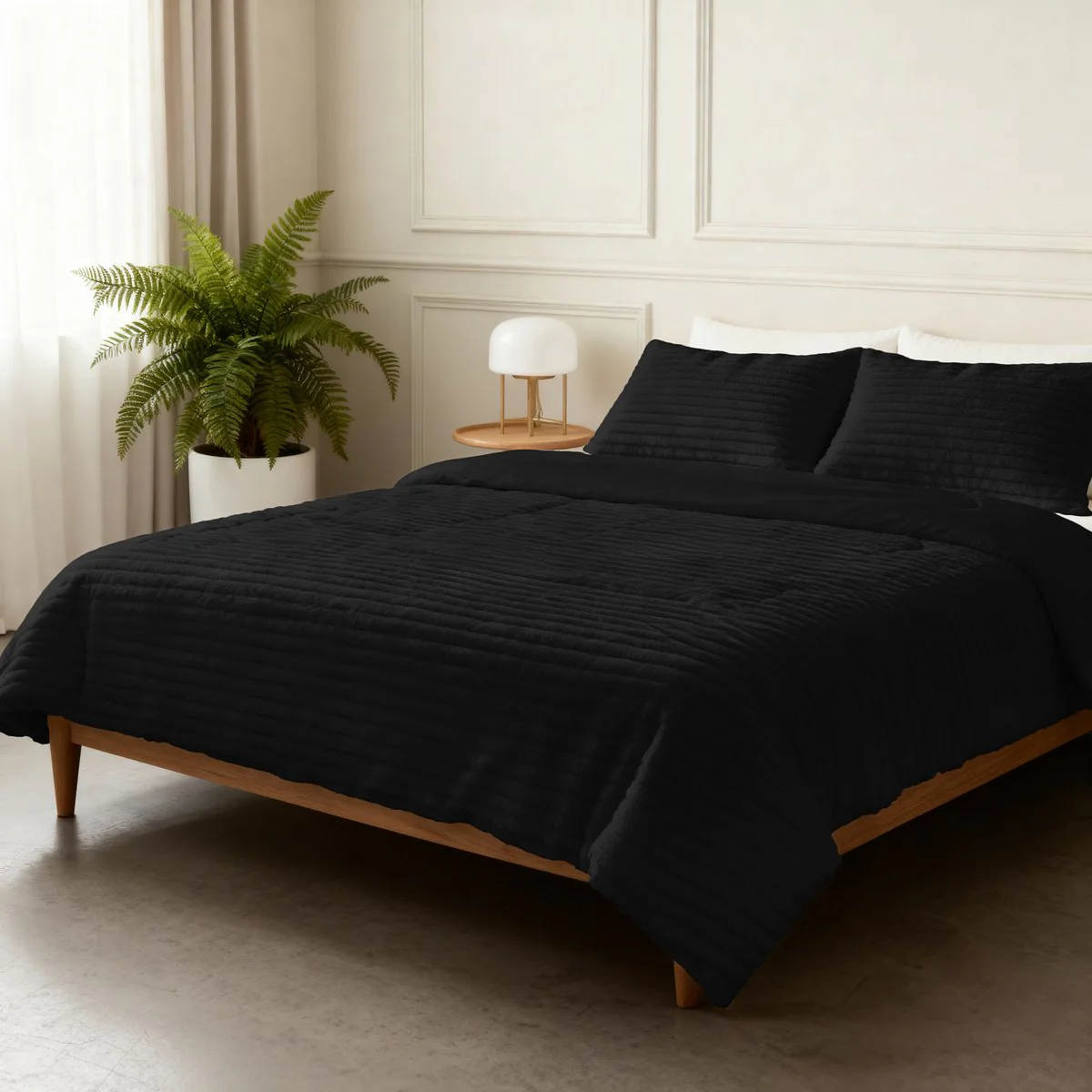 Sleeptime Dekbed en Overtrek in 1 – Flanel Rib – Zwart