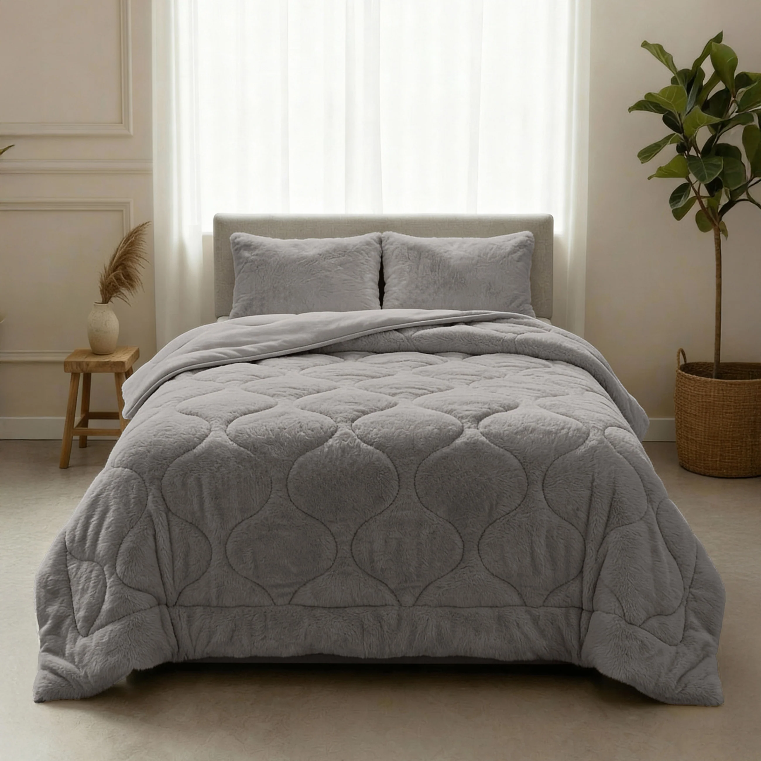 Sleeptime Dekbed en Overtrek in 1 – Fluffy Teddy – Taupe/Grijs