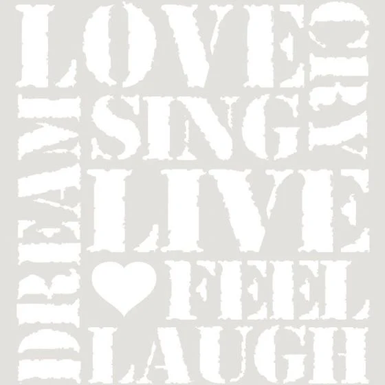 Sjabloon Vintage 31 – LOVE SING LIVE – 30x45cm