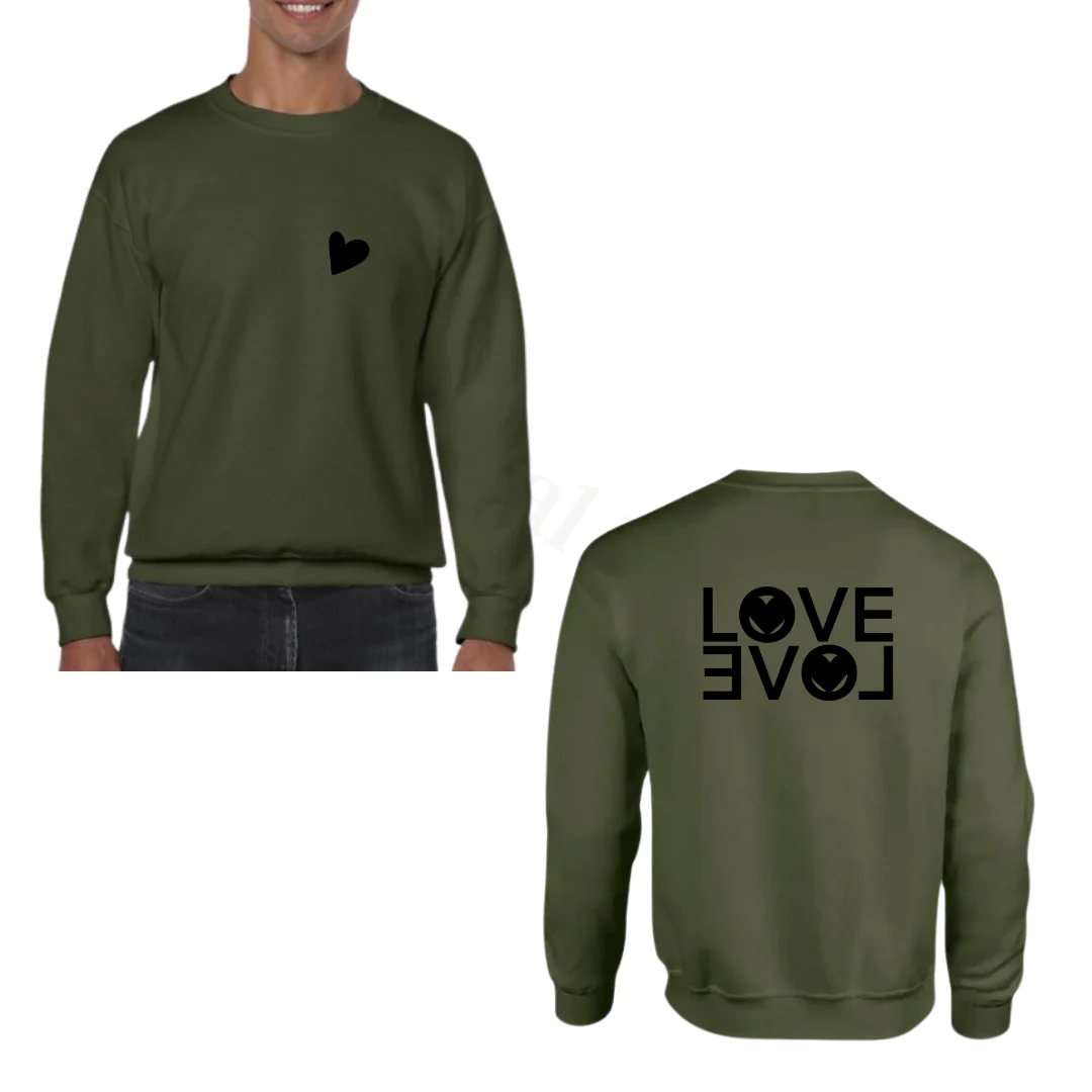 Sweater – Army groen – volwassenen – (ontwerp naar keuze)