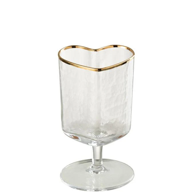 Wijnglas – Hart – Glas – Goud/ Transparant