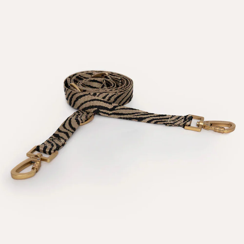 DOGGUO Hondenriem – zebra print – beige/zwart