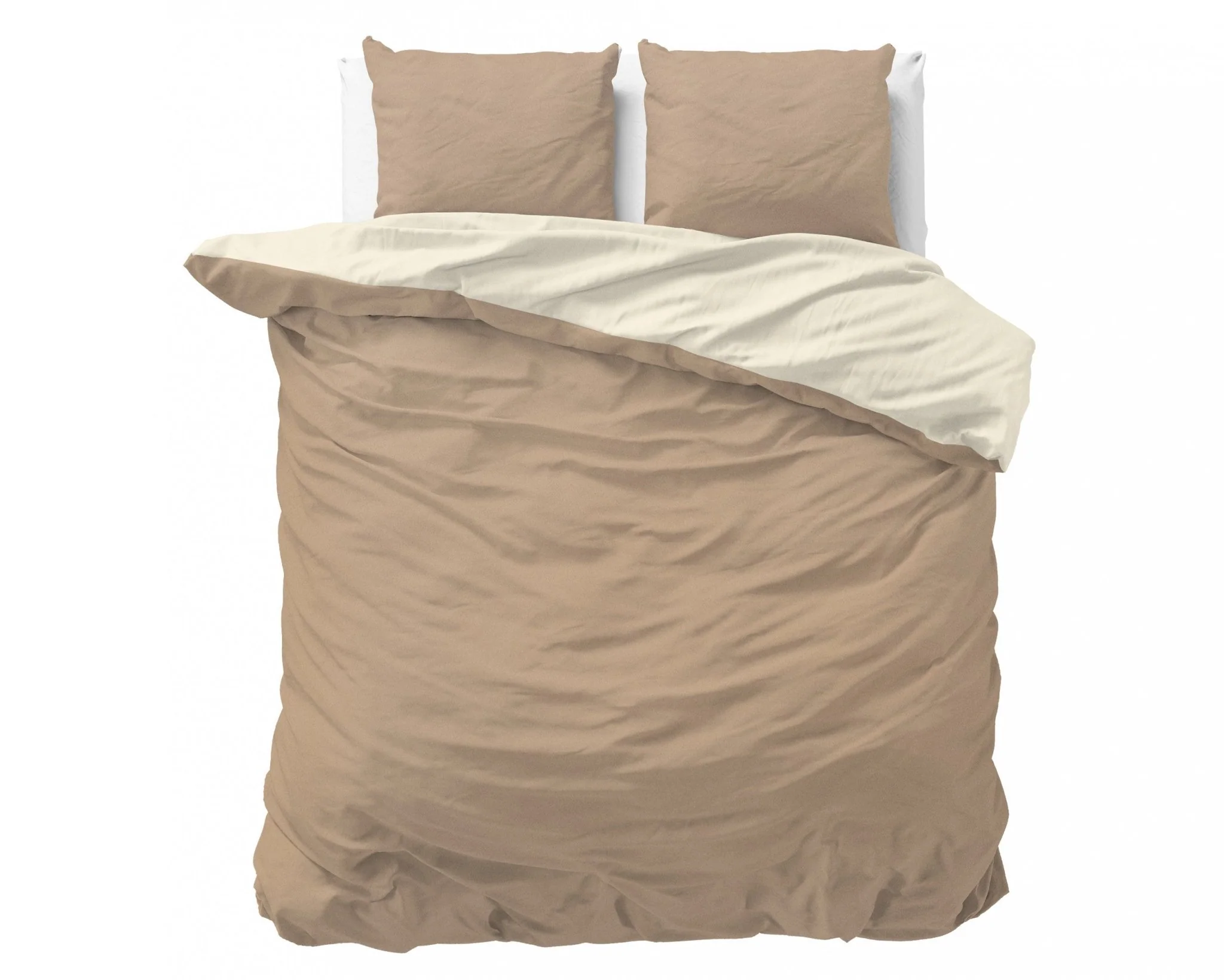 Zensation Twee Kleuren Creme/Taupe Dekbedovertrek